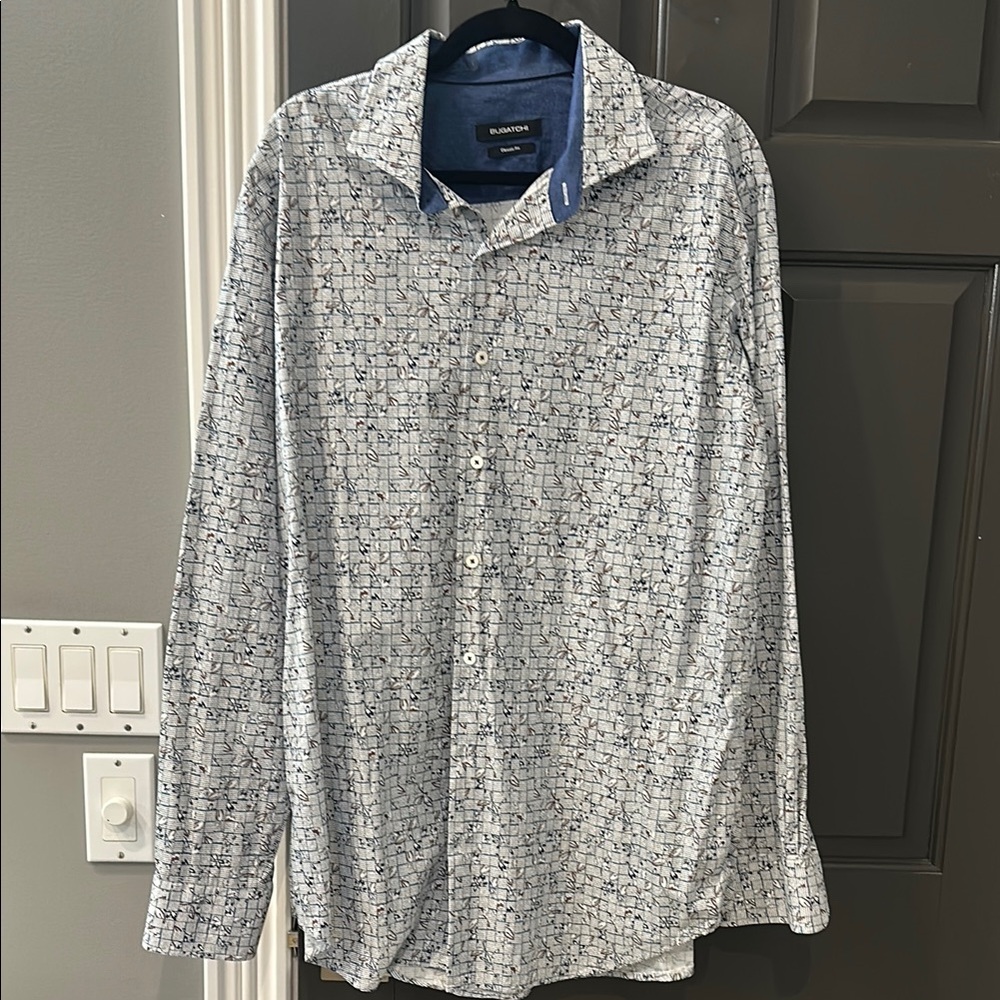 Bugatchi Blue Patterned Men's Shirt
